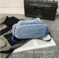 2022 Simple Leisure Style Jean Backpack Wear Resistant Denim College School Student Bag